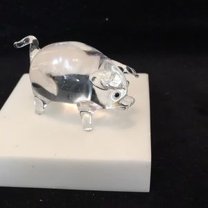Blown Clear Glass Pig, Piggy, Piglet Figurine